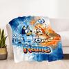 Soccer Fun Bluey Customize Text Blanket Throw Personalized Blanket Soft & Cozy Versatile for Bed Office Chair Couch Seaside Four Seasons Universal