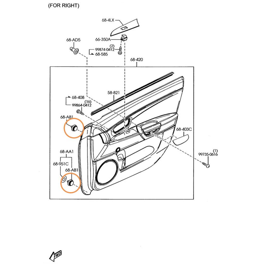 Woodzdon Door Trim Panel Clip Push Fastener GJ6R-68-ABX Mazda 3 Mazda 5 Mazda 6