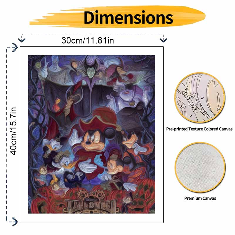 Disney Digital Oil Painting Art Painting Kit Manual Diy Painting for Home Decorations with Mickey Mouse and Disney Villains