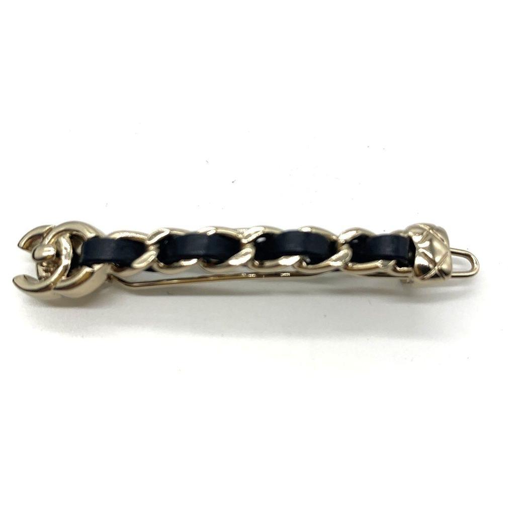 Used Chanel B21S Turnlock CC Logo Design Barrette Hairpin Hair Accessory Gold/Black Women's CHANEL A Rank