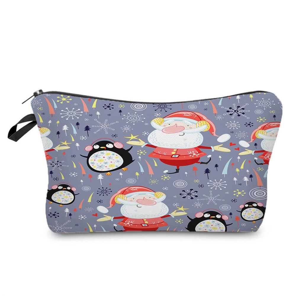Women Christmas Ornament Print Cosmetic Bag Toiletries Organize Travel Storage Case 6693