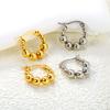 Round Bead Earrings Light Luxury Temperament Geometric Beaded Ear Buckle 18K Gold-plated Stainless Steel Stud Earrings