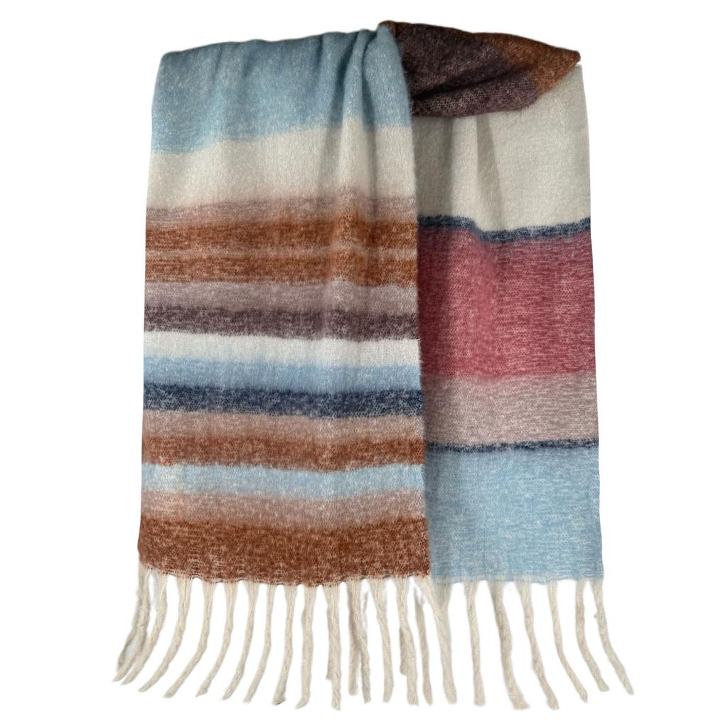 Shawl scarf niche design high sense contrasting color scarf scarf fringed shawl