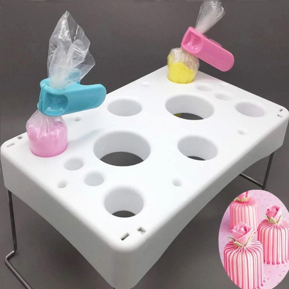 Stainless Steel Feet Icing Bag Holder Multi Holes Decorating Tip Bags Shelf  Work Table