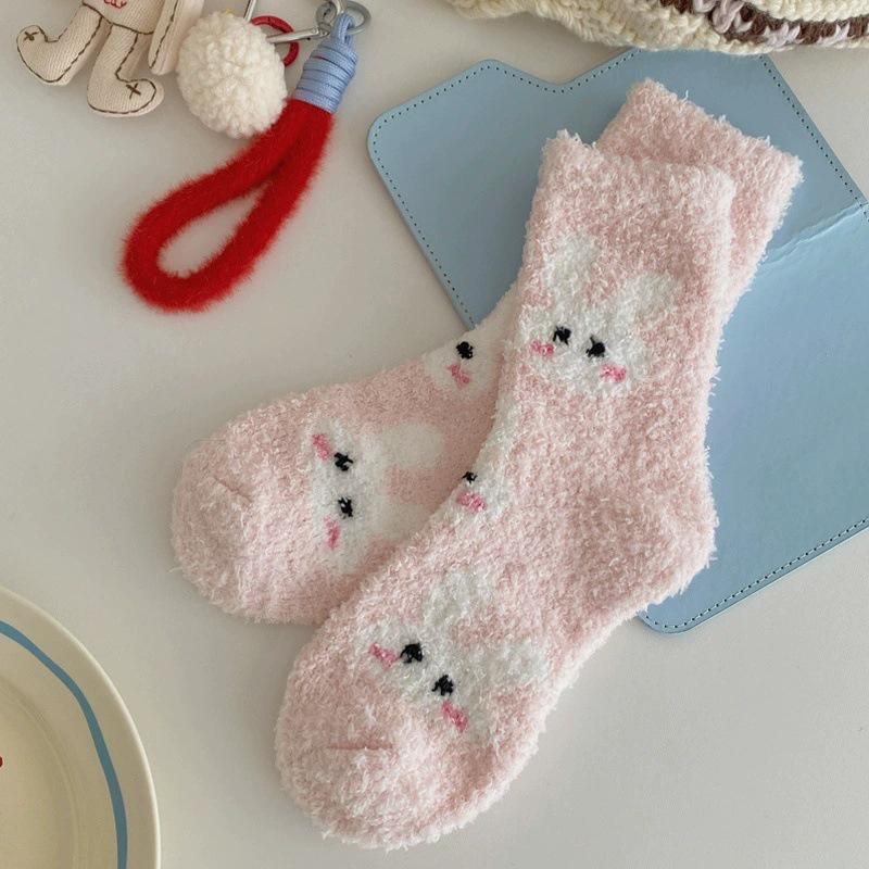 Cozy Plush Coral Velvet Socks: Women's Thick Fluffy Winter Warmers for Home & Sleep