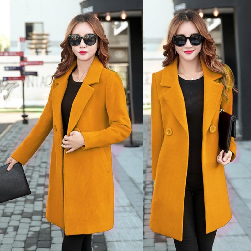 20 New Autumn and Winter Woolen Women's Coat Double-breasted Jacket Multi-color and Multi-size