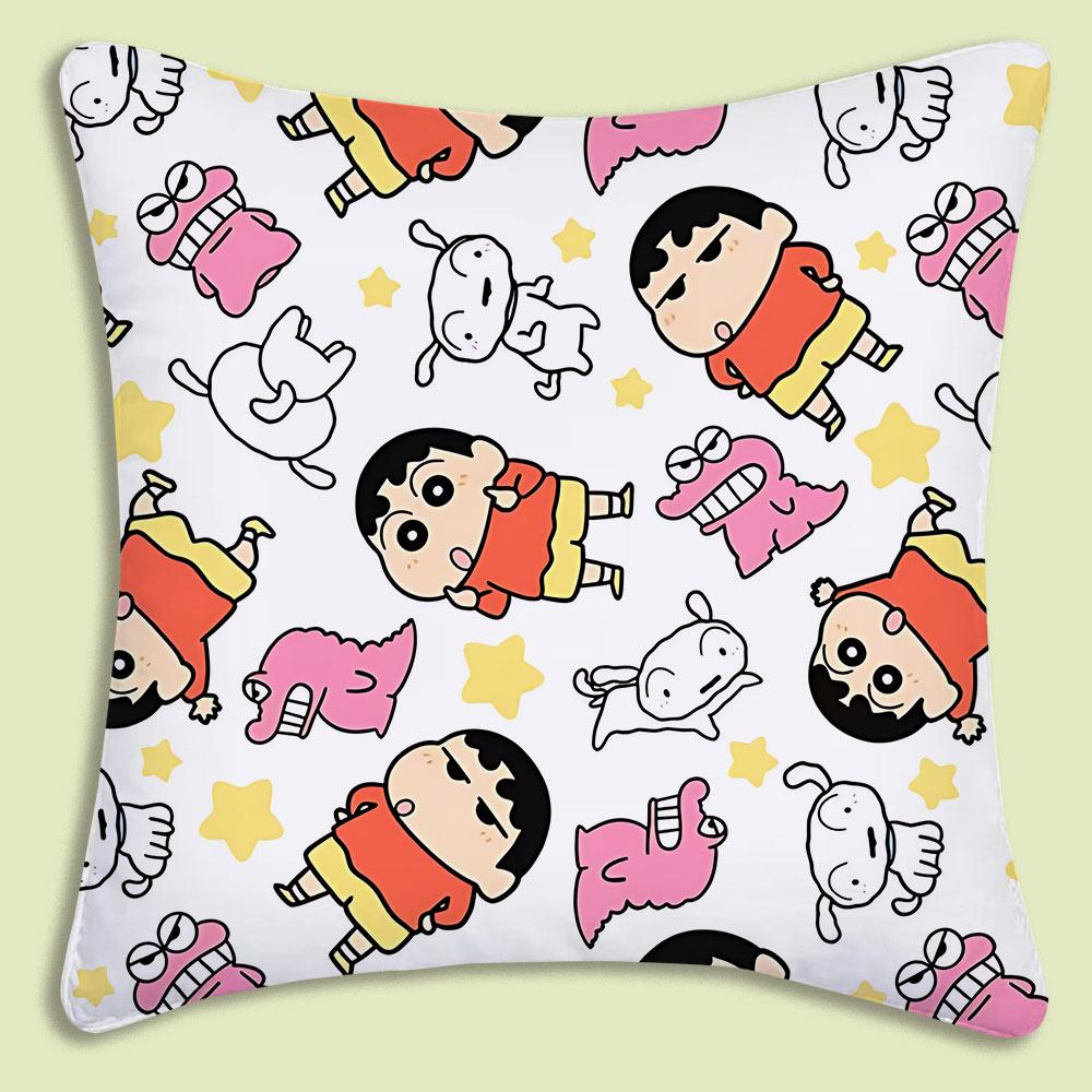 Cartoon Crayon Shin-chan Pillow Covers Cartoon Sofa Decorative Home Double-sided Printing Short Plush Cute Cushion Cover