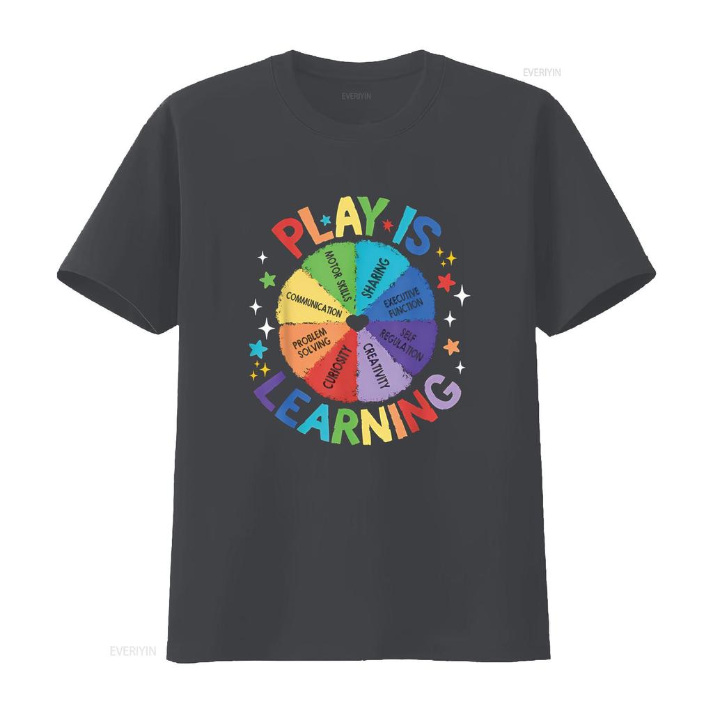 Play is Learning Teachers Preschool Kindergartner T Shirt vintage Washed homme graphic Comfortable fashion Unisex Stylish