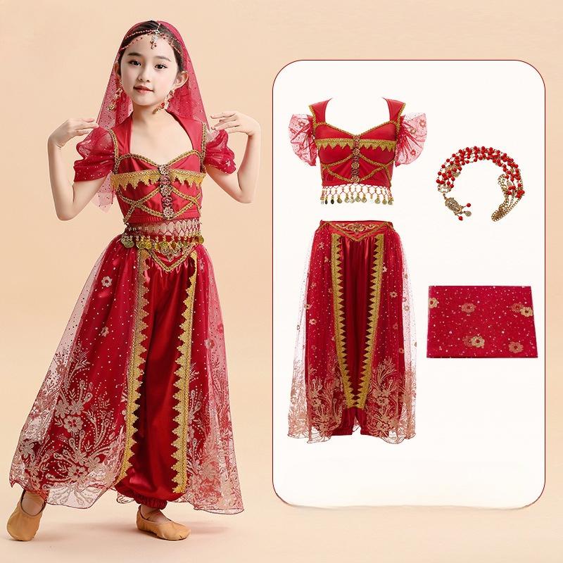 Halloween Girls Dancing Dress Palace Princess Aladdin Lamp Kids Costume Set Princess Gowns Performance Clothes