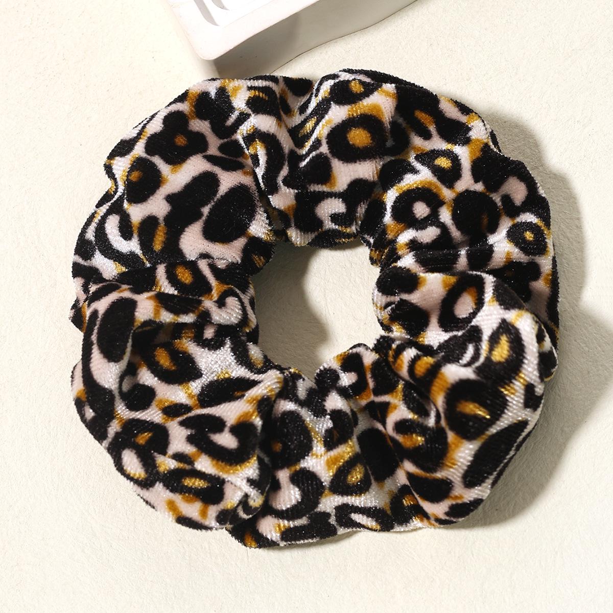 

Европейские и американские бархатные резинки для волос с леопардовым принтом: Высокоэластичный корейский стиль чёрный