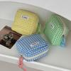 Japanese Cotton Blue Plaid Small Square Bag - Cute, Multi-functional Student Storage