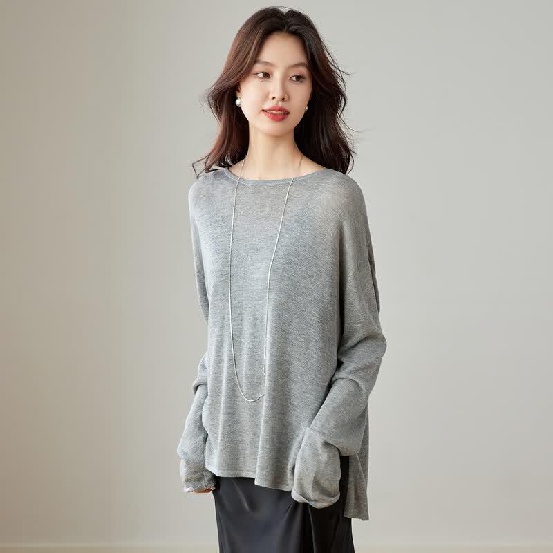 Women s Thin Sheer Knit Long Sleeve Pullover EU 38