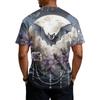 Men's Halloween Print Henley Short Sleeve Shirt Casual Lightweight Breathable Top with Button Front Design for Everyday Wear