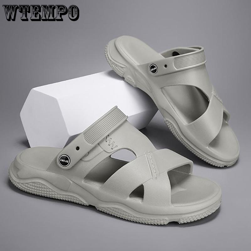 WTEMPO Herre Sommersandaler Tykk Bunn Hul Myk Bunn Slides Utendørs Strandsko Innendørs Tøfler Sklisikre Tursko