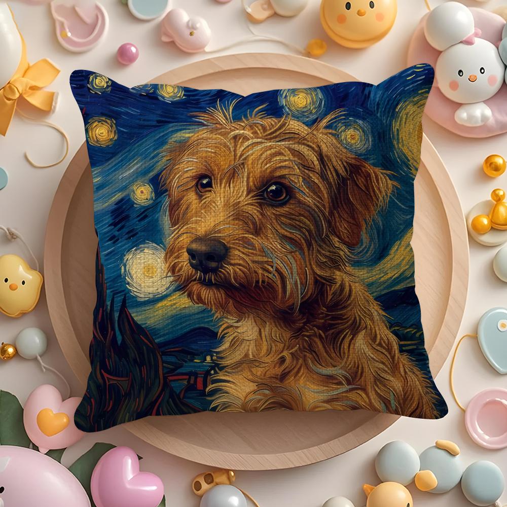 Creative Cute Starry Sky Puppy Pillow Case Pattern Printed Pillowcase for Living Room Sofa Cushion Cover Bedroom Decor