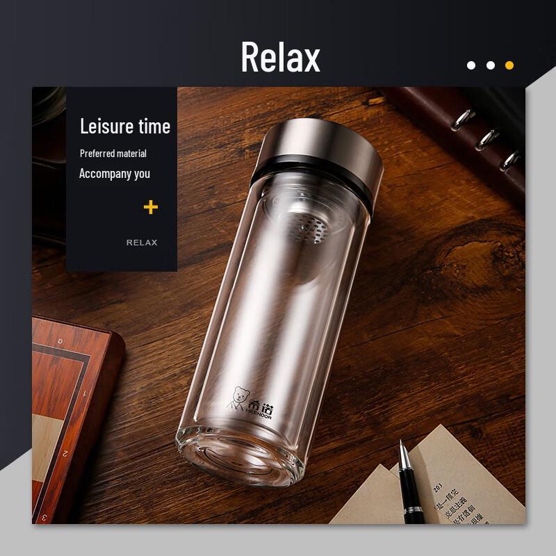 HEENOOR Double-Layer Glass Travel Mug