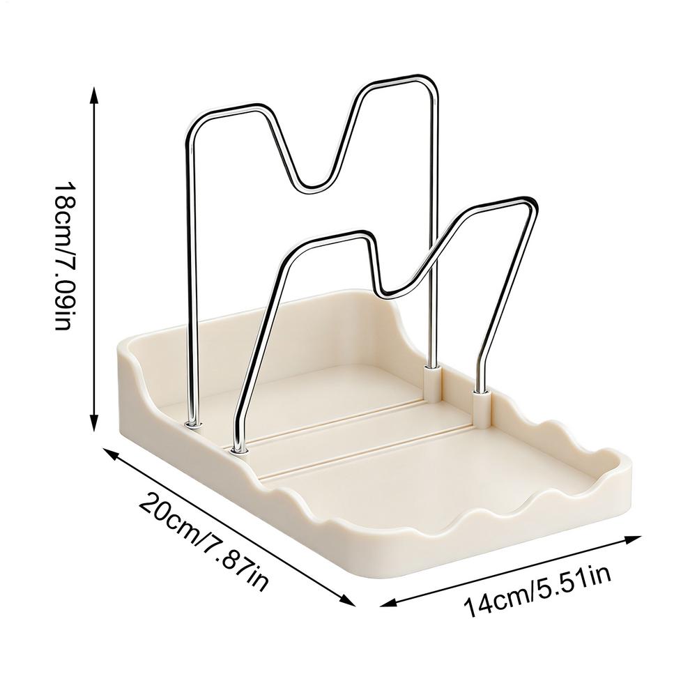 

Pot Cover Holder Rack Vertical Spoon Drying Stand With Drip Tray Stainless Pan Cover Organizer For Kitchen Baking Cooking Pantry белый