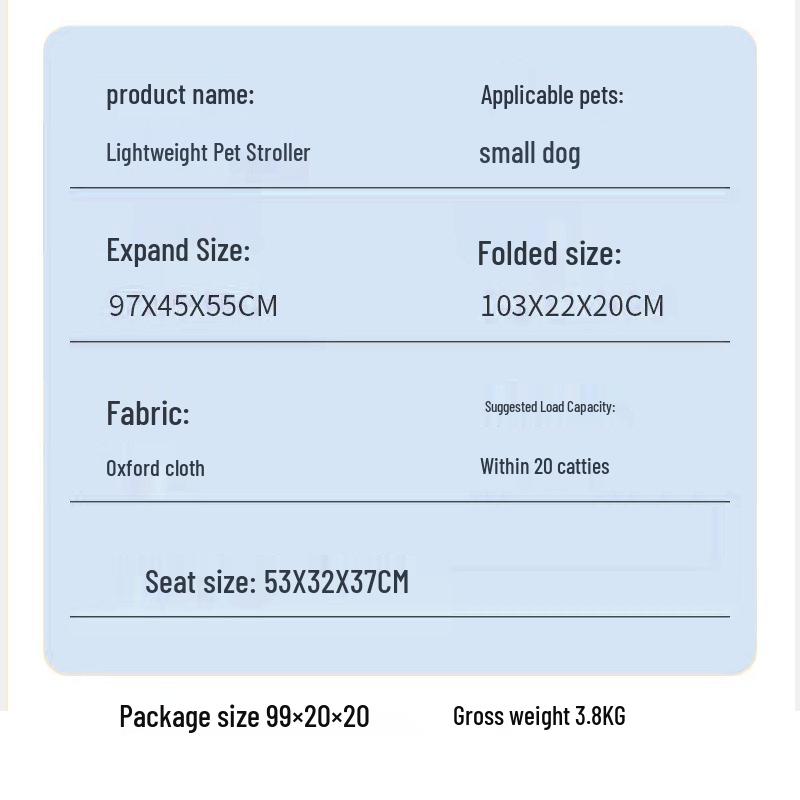 Lightweight Foldable Pet Stroller for Small Cats & Dogs - Outdoor Use