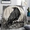 Crow Print Flannel Blanket, High quality Comfortable for All Seasons, Home Decor, Warmth and Comfort, Perfect for Christmas Gifts