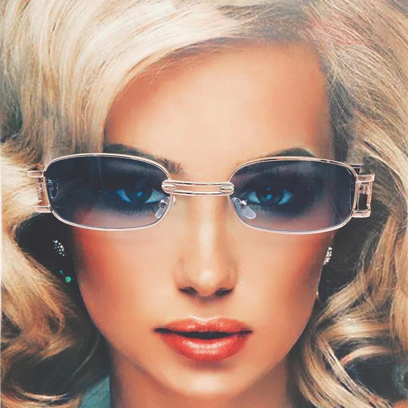 Óculos de sol quadrado pequeno de metal feminino marca de luxo viagem retângulo uv400 óculos de sol feminino moda punk óculos de viagem