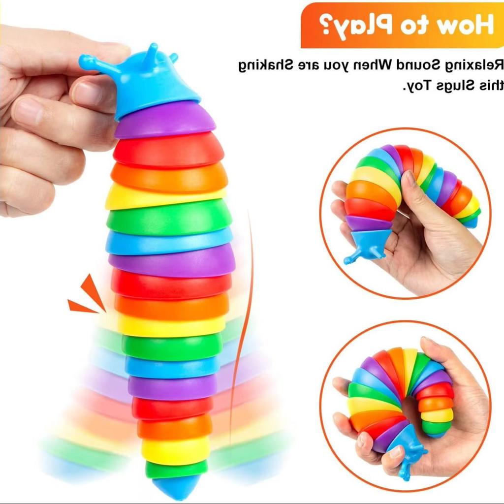 3D Flexible Articulated Slug Snail Toy - Colorful All Ages Anti-Anxiety Sensory Relief Fidget Toy for Children