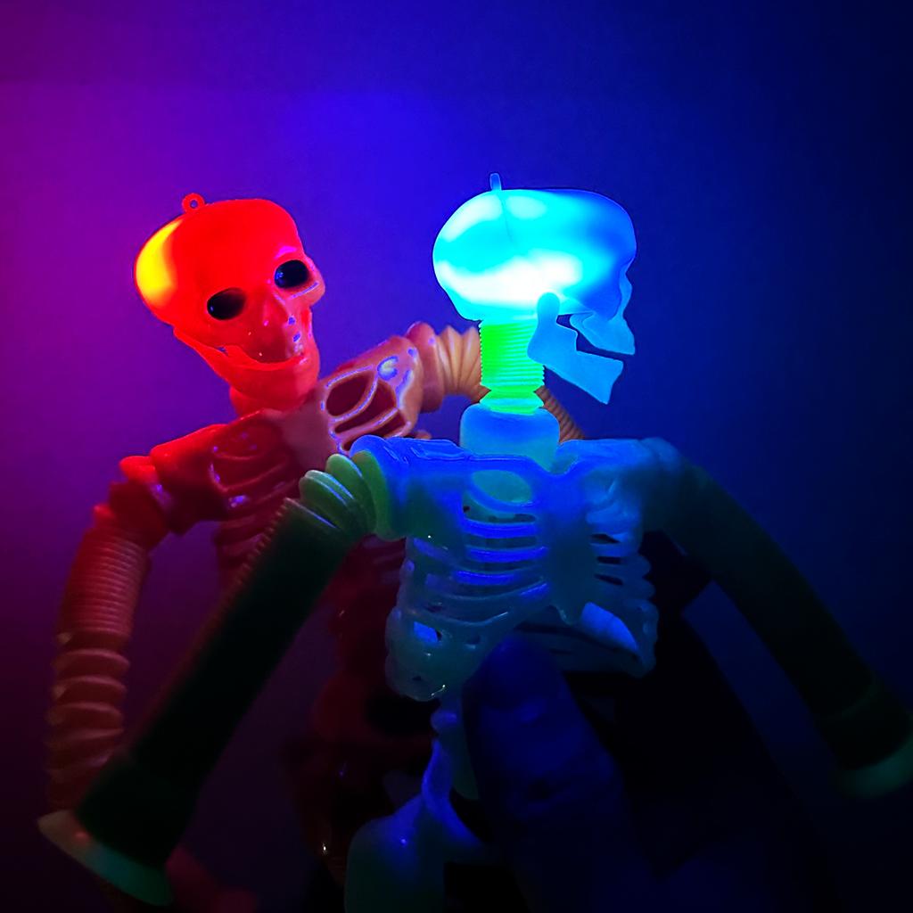 Versatile Telescopic Pull Tube Skeleton Halloween Decompression Toy Prank And Funny Skeleton Skeleton Color Random