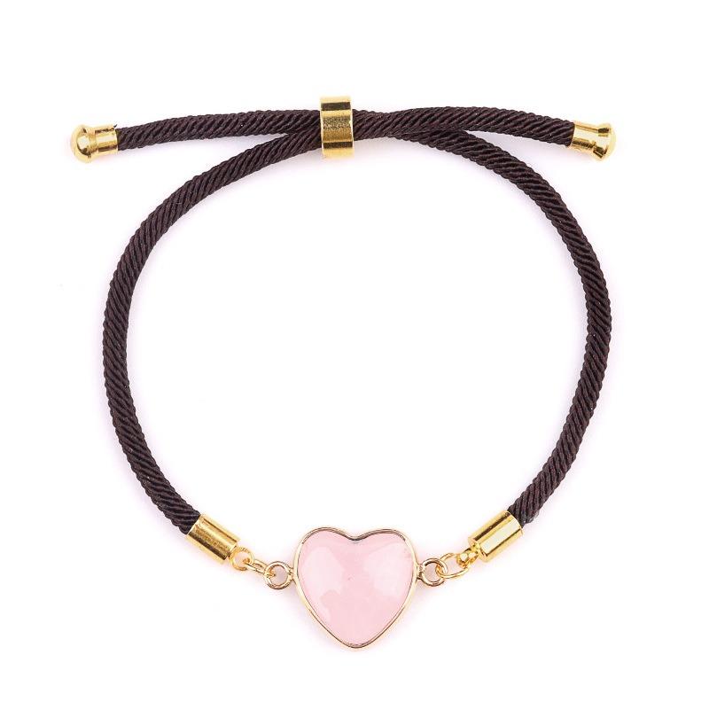 

1pc Fashion Natural Stone Heart Adjustable Rope Bracelets for Women Charm Labradorite Amethyst Bracelets