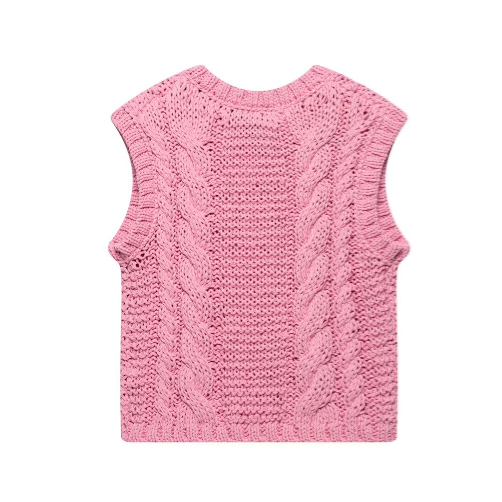 2025 Spring/Summer Women's Slim Fit Floral Button-Up Knit Vest