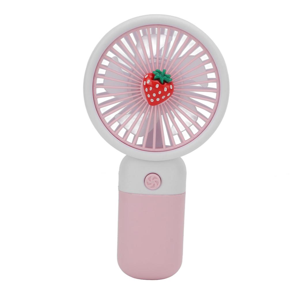 Handheld Fan Cartoon Strawberry Look USB Charging Portable Rechargeable Fan Portable with Lanyard for Wowen for Travel