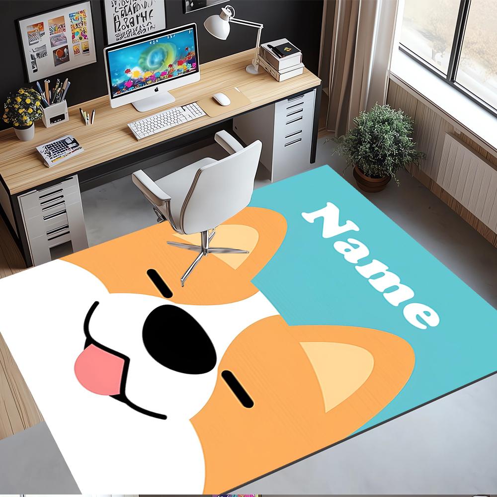 Tappeto Stampato con Nome Personalizzato per Cane, Tappeto per Sedia da Ufficio, Soggiorno, Camera da Letto, Cucina, Decorazioni, Regali.