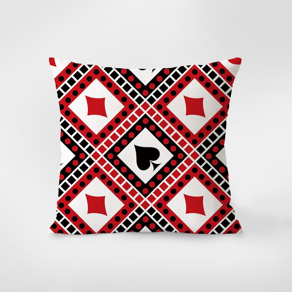 Playing Card Pattern Decorative Pillowcase Bedroom Living Room Square Cushion Pillowcase