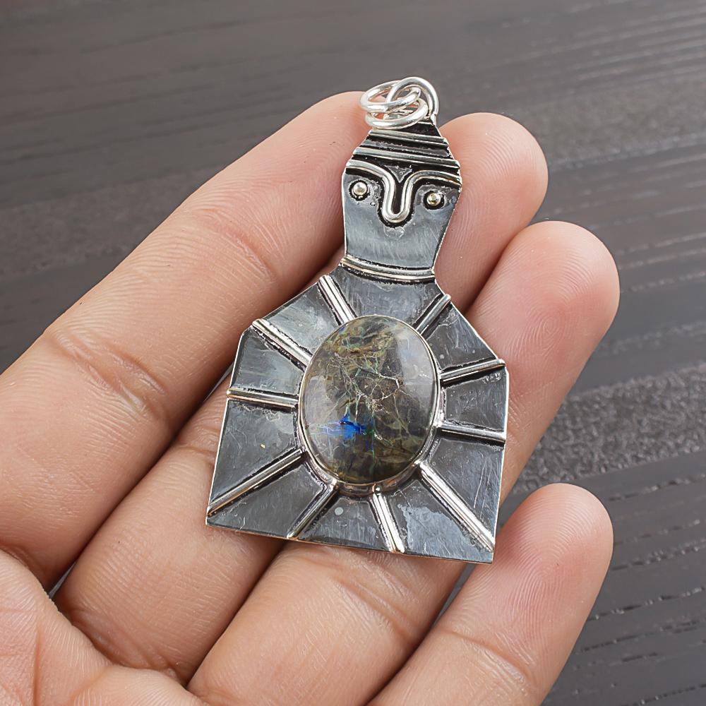 Natural Australian Azurite Gemstone 925 Sterling Silver Jewelry  Pendant 2.2  AJP-1947