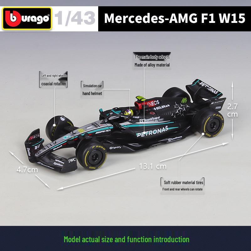 Bimego 1:43 Mercedes W15 F1 Racing Model with Acrylic Display Box