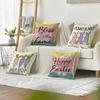 4Pcs Spring Easter Happy Pillowcase, Cute Rabbit, Plant Flowers, Easter Egg Print Home Decoration Farmhouse Sofa Cushion Cover