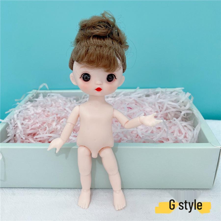 8-Inch 17cm Nude BJD Doll with 3D Real Eyes, 13 Joints, Makeup, Dress-Up Options