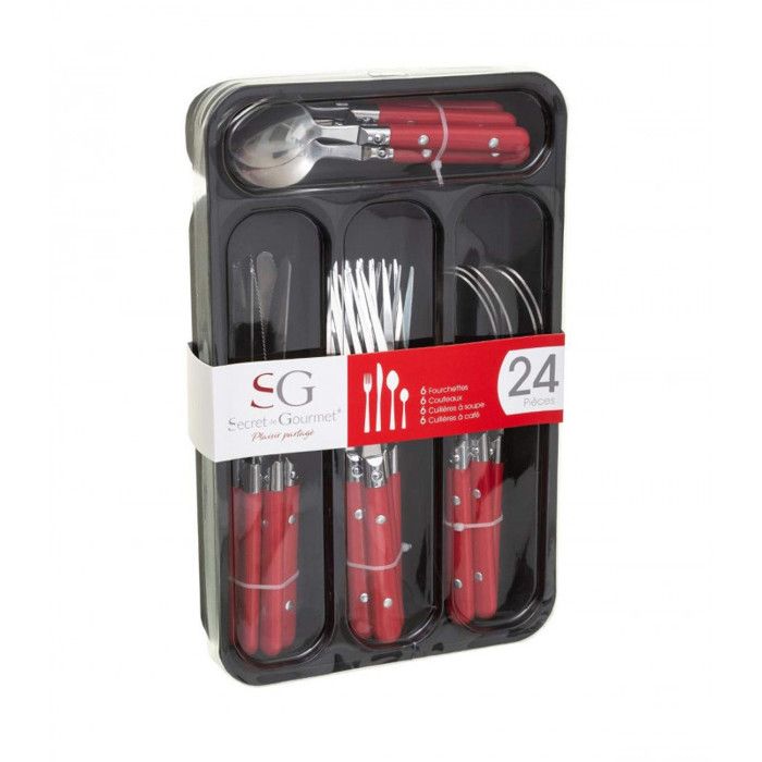 Ménagère 24 pièces "bistrot" Secret de gourmet - Rouge