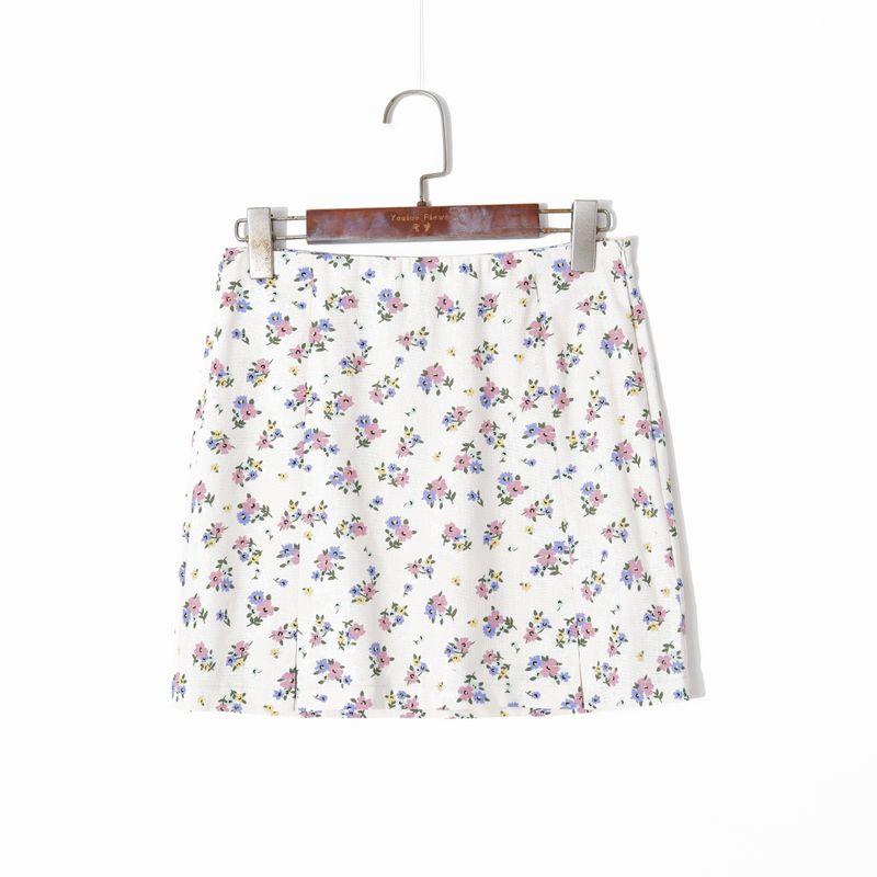 

2025 Summer Women s Clothing K-style Fresh Floral Print Skirt Elastic High Waist Silm Slimming Youthful-Looking Bodycon Dress Print M