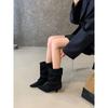 Stivaletti da Donna Vintage Punta Sottile Tacco Basso Scarpe Autunno Inverno Stivaletti Corti