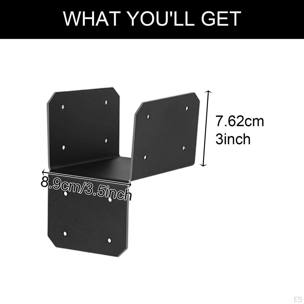 4 Pack Beam Connector to Roof, Mending Plate, Base Bracket for Wooden Structures