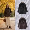 Unisex Double Collar PU Leather Biker Jacket Oversized Streetwear Outerwear Winter