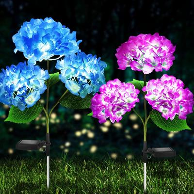 Hortensienblume Solarlampe Außen Wasserdicht Hof Strom LED Kunstblumenlicht für Innenhof Landschaft Gartendekoration