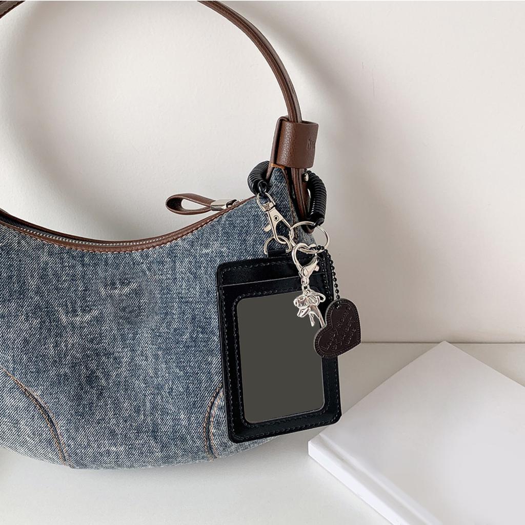 Black Leather Three-inch Card Holder Student Star-chasing Display Card Bag Girl Travel Card Holder