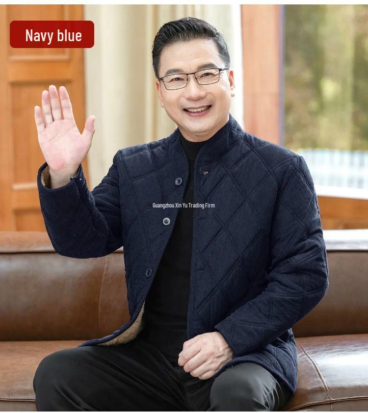 Men's Winter Thickened Silk-Cotton Jacket for Middle-Aged & Elderly