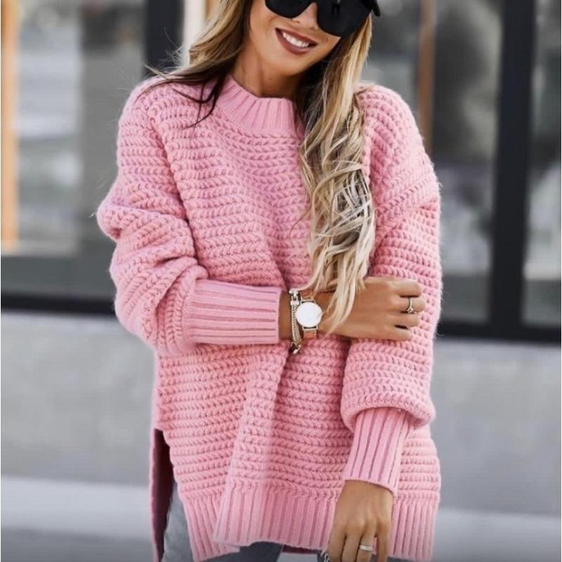 2025 Autumn Winter Loose Lazy Style Comfortable Long Sleeved Pullover Knitted Sweater Women