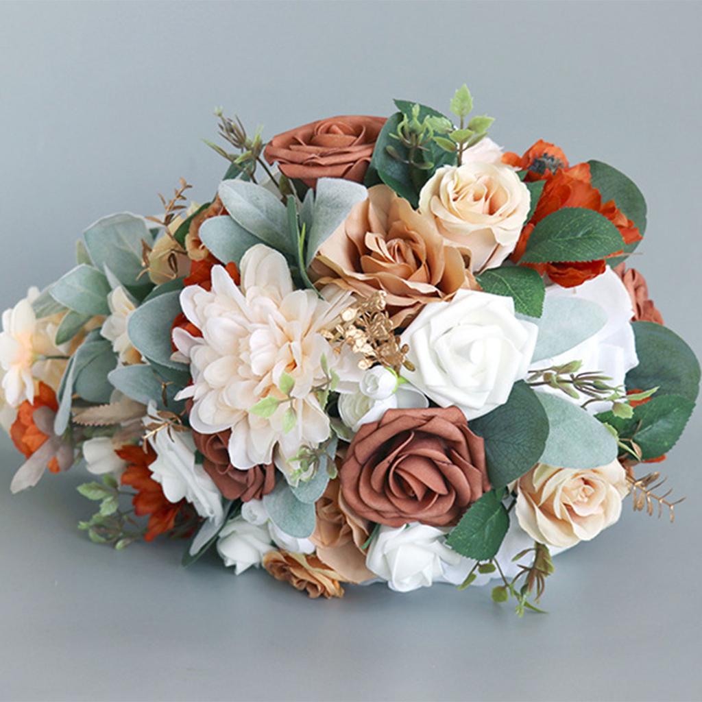 Romantic Champagne Rose Bouquets for Bride Bridal Holding Flowers