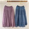 Japanese Inspired Cotton Embroidered A-line Midi Skirt for Spring and Summer