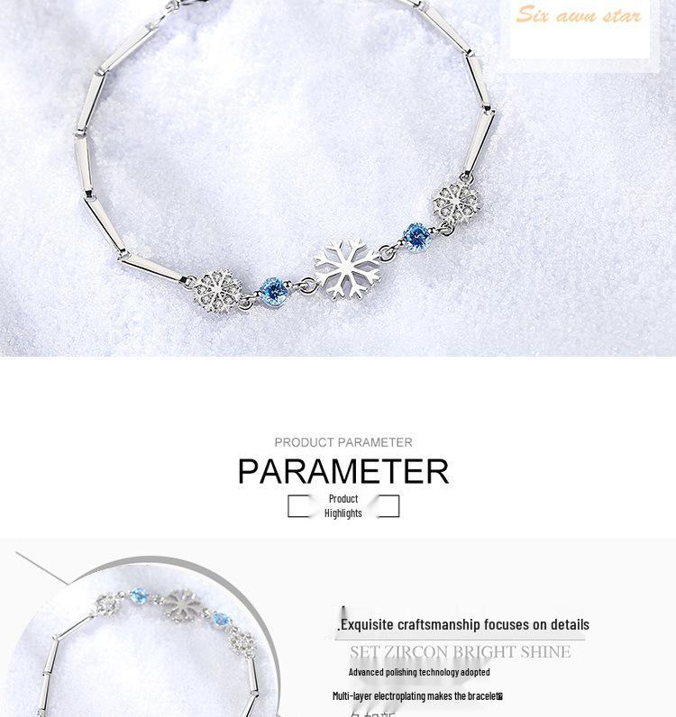 Bracelet Flocon de Neige Fleur de Glace Style Coréen - Tendance et Doux Cadeau de Noël pour Étudiantes