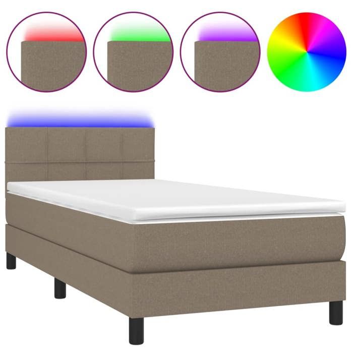 Maison Exclusive - Sommier à lattes de lit avec matelas LED Taupe 90x200 cm Tissu