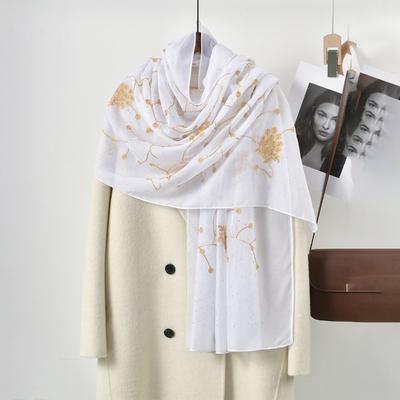 Hot-selling Popular Solid Color Flower Bronzing Scarf Hot-selling Elegant Women Sunscreen Shawl Headscarf