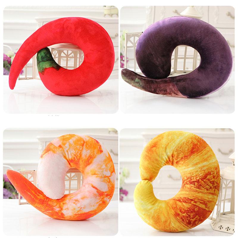 Doll Food Shaped Peeled Prawns Plush Toys U Neck Pillow Cushion Ornament Gift